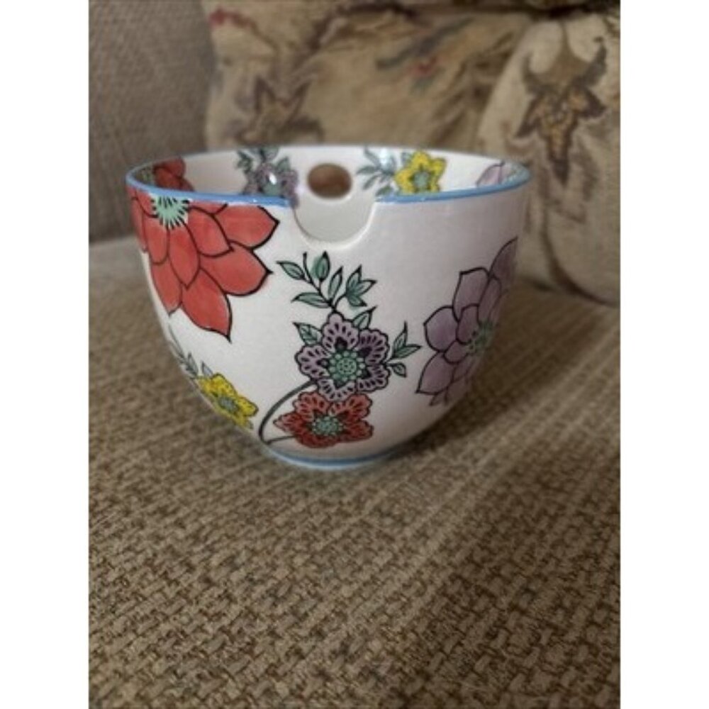 Hand Painted Noodle Rice Bowl‎ w/Built In Chopsticks Holder